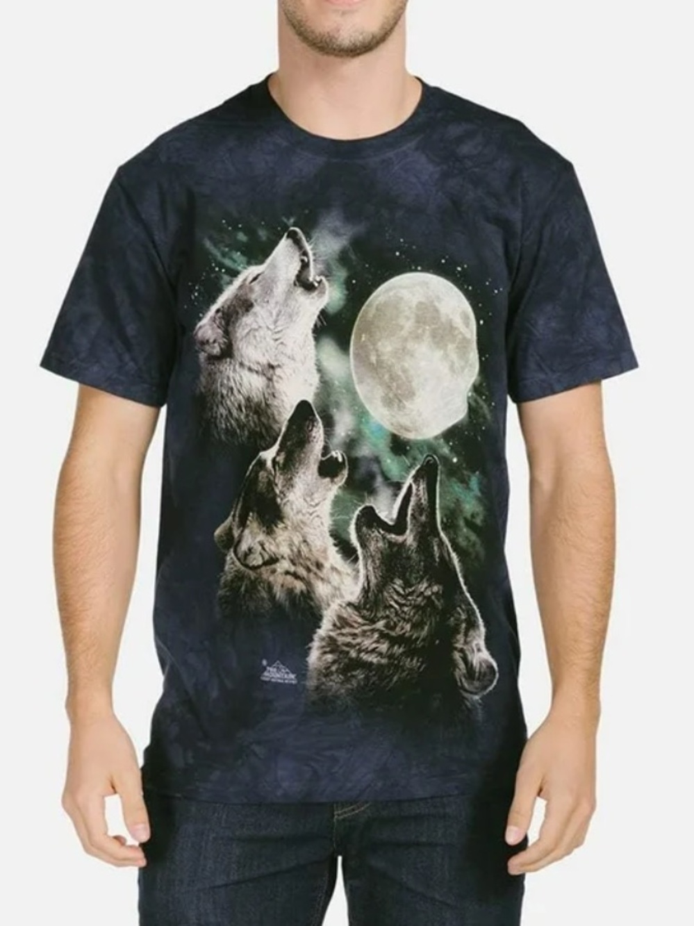 The Mountain Three Wolves Howling Moon Graphic Tee
